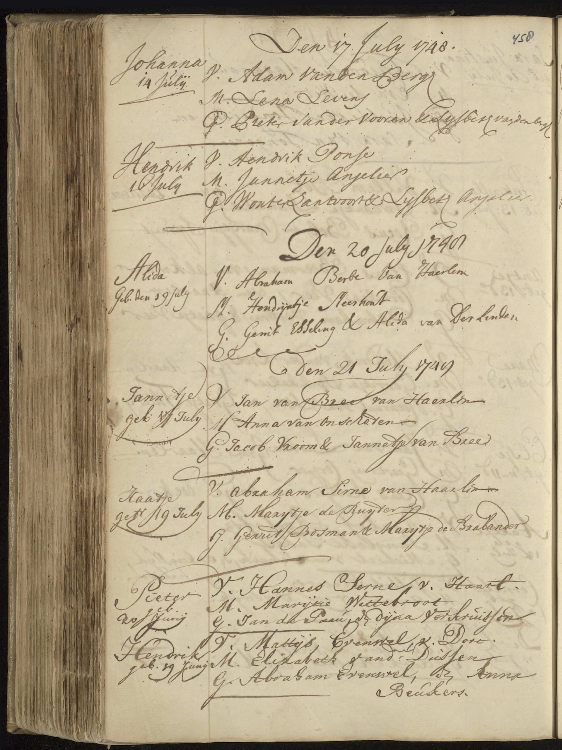 Bron: Noord-Hollands Archief, DTB Haarlem, Dopen 21-07-1748 (Nederduits Gereformeerd)