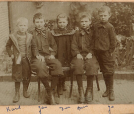 Kinderen van Albertus Serné en Catharina Lem: Karel, Jan, Dien, Henri en Jo Serné